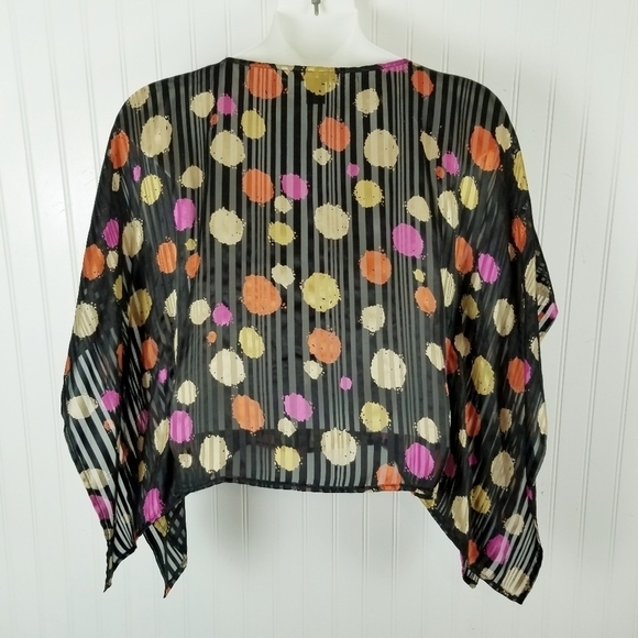 Anne Carson Womens Silk Top Blouse Size Large Batwing Multi Color Sheer Artsy - Picture 5 of 7